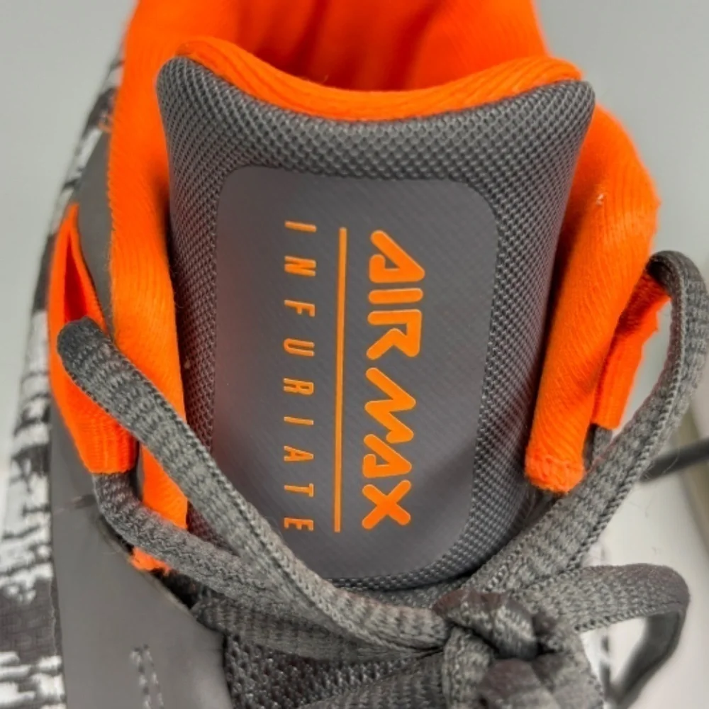 Nike Air Max Sneaker Shoes Infuriate II Boys Size 5 Youth Gray Orange Basketball